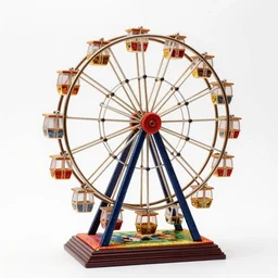 embroidered ferris wheel model, commercial catalog photo, isolated on a pure white background, centered, entire object in frame, sharp focus, soft studio lighting