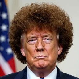 donald trump with afro hair, photography, 8 k, 4 k, ultra realistic