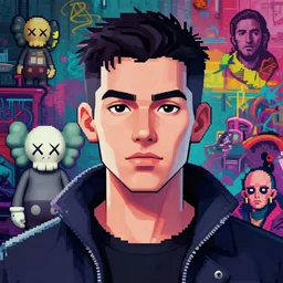 highly detailed portrait of a, cyberpunk, nft arts, pixelated art, bravely default inspired, graffiti wall background, by joe fenton, by greg rutkowski, by greg tocchini, by kaws, by kate beaton, by kaethe butcher, 4 k resolution