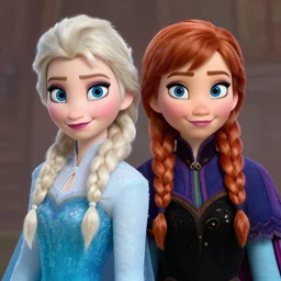 elsa & anna, portrait, highly detailed, trending on artstation, d & d, concept art, sharp focus, red hair, illustration, digital painting, art by artgerm and greg rutkowski and magali villeneuve