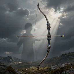 fantasy longbow and arrow weapon made from whispy shadows, digital media, crossbow, shortbow