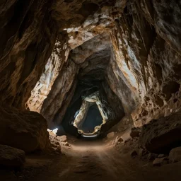 a medieval pilgrimage on a dirt road in a gigantic cavern deep underground, dark