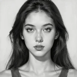 god as a woman, black and white painting except her eyes are brown, award winning, beautiful esthetics