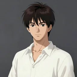 portrait of very handsome young wizard with dark hair and white blouse, art by yoshitaka amano, art by adam hughes