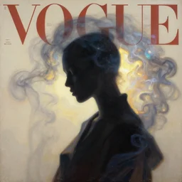 sleepy fashion model silhouette smoke, soft sun light, fuzzy iridescent glare, poster art, high detail, intricate oil painting, multiple exposure, hyperrealism, vouge cover style, by stanley kubrick and greg rutkowski