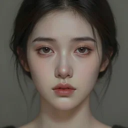 a beautiful portrait of a woman, symmetrical facial features, realistic skin, sad expression, close up, muted palette, hyper detailed, ultra realistic, digital painting, hq, ethereal, fantasy art,
