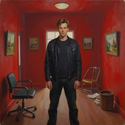 painting Kyle MacLachlan Twin Peaks in red room by Guy Denning