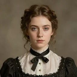 old photo of beautiful victorian girl, symmetrical face, 8k, high quality