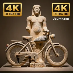 photo of the ancient statue of biker, symmetrical, cinematic, real dlsr photography, sharp focus, 4 k, ultra hd, sense of awe, archeology journal cover