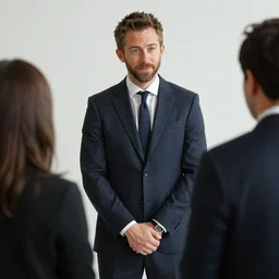 ryan reynolds going to an interview in a suit
