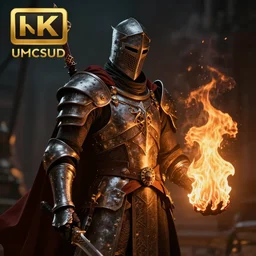 the knight of the eternal flame, dark souls concept art, dramatic lighting, trending on artstation hq, 4 k, uhd