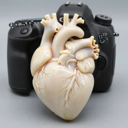 anatomically correct heart carved out of ivory, canon 5 d 5 0 mm lens
