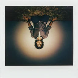 polaroid of an upside down baghroom, poltergeist.