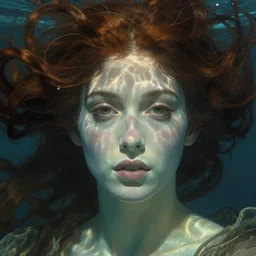 realistic detailed face portrait of a beautiful woman underwater by gerald moira, ayami kojima, amano, greg hildebrandt, ann long, and mark brooks, female, feminine, art nouveau, victorian, neo - gothic, gothic, character concept design