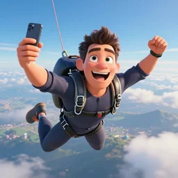 pi taking a selfie while skydiving, pixar artstyle, hyperdetailed, artstation, accurate, octane render, 8k