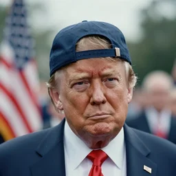 Donald Trump with a backwards cap, 35mm photograph