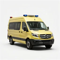 brass ambulance, studio product photography, isolated on a pure white background, centered, entire object in frame, sharp focus, soft studio lighting