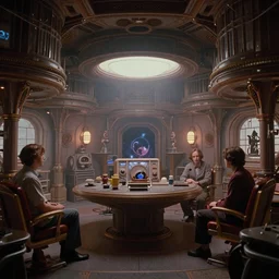 wes anderson cinematography, cosmic horror, psychedelic horror, scene from a wes anderson film, ornate highly detailed space station interior, horror, atmospheric haze, film. film still, 1 6 mm cinematography. alejandro jodorowsky, todd hido, gregory crewdson