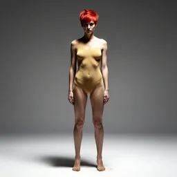 red-haired pixie with glowing dust, studio photography, full body, standing, isolated on a pure white background, centered, whole figure in frame, sharp focus, studio lighting