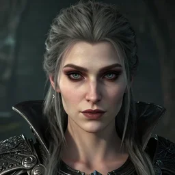 selfie of susanna the wicked, skyrim, fine detailed face, enb, ks hairdo, stunning 3 d render inspired art by greg rutkowski and xiang duan and thomas eakes, realistic, highly detailed attributes and atmosphere, dim volumetric cinematic lighting, 8 k octane detailed render, post - processing, masterpiece, soft focus