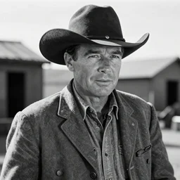 vintage B&W ultimate cowboy photograph of John Wayne, untitled, hard lighting, photorealistic, high quality, high resolution, cinematic detailed