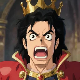 centered!! macro head portrait of medieval furious furious yelling yelling king michael jackson, artstation, detailed cartoon, elegant, digital painting, concept art, smooth, sharp focus, illustration, ghibli, makoto shinkai, don bluth, fujita goro, jean giraud, akihiko yoshida, tom whalen 8 k