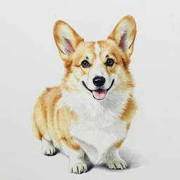 color pencil drawing of a corgi
