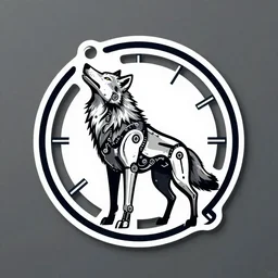 a wolf howls artistic clockwork logo robotic ai