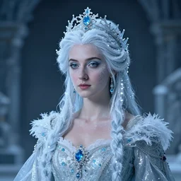 Portrait of a frigid Ice Queen, in the style of Hyacinthe Rigaud, Jacques-Louis David and Artstation