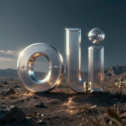 chrome retrofuturistic lettering that says oli