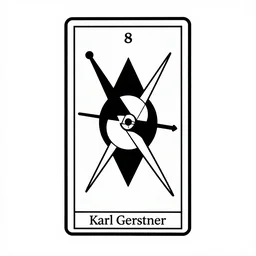 geometric the magician tarot card by karl gerstner, minimal, black and white monochrome, bordered, centered, in frame, 8 k scan