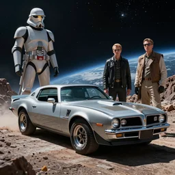 moebius and ralph mcquarrie style 1 9 8 2 pontiac trans am, star wars, 2 0 0 1 a space odyssey