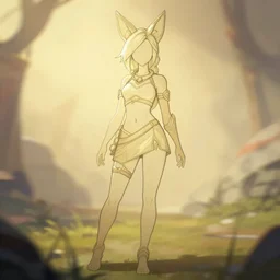 league of legends ahri standing in ionia. flat face. aesthetic, golden ratio. beautiful lineart, ranking on contest, artstation, soft lighting, artistic pose, character concept, cinematic, motion blur, chromatic abberation. by insert