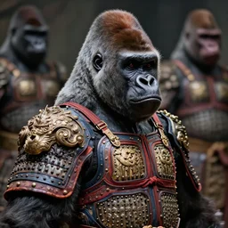 stunning gorillas warrior side portrait, full traditional chinese armor, art by artgerm, wlop, loish, ilya kuvshinov, tony sandoval. 8 k realistic, hyperdetailed, beautiful lighting, detailed background, depth of field, symmetrical face
