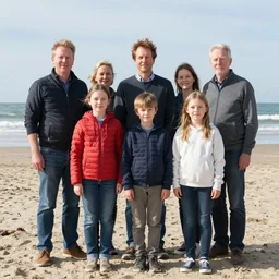 family group photo on the beach where everyone has the face of Geert Wilders