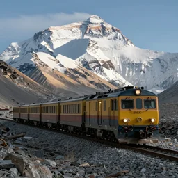 cog train arriving at the peak of mount everest
