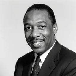realistic photo of charlie parker at age 7 6, smiling, black and white