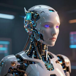 portrait art of a cpu cyborg 8 k ultra realistic, lens flare, atmosphere, glow, detailed, intricate, full of colour, cinematic lighting, trending on artstation, 4 k, hyperrealistic, focused, extreme details, unreal engine 5, cinematic, masterpiece