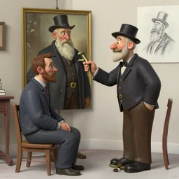 the famous snake oil salesman Uncle Aloysius curing a patient of their bearishness, painting by Grant Wood, 3D rendering by Beeple, sketch by R. Crumb