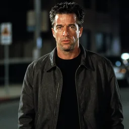 film still of Mel Gibson as John McClane in Die Hard, 4k