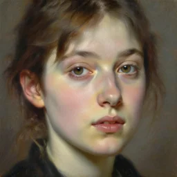 finished painting of a beautiful womans face, by john singer sargent, detailed cloth