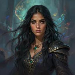 medium shot painted portrait, maya ali, wind sorcerer, gloomhaven, matte painting concept art, book cover style, unreal engine render, gaudy colour, aesthetic octane render, prismatic, 8 k, by ilya kuvshinov and cushart krentz and gilleard james