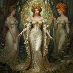 a full body portrait of a beautiful forest queen akimbo, intricate, elegant, highly detailed, digital painting, artstation, concept art, smooth, sharp focus, illustration, art by krenz cushart and artem demura and alphonse mucha