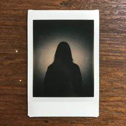 polaroid pareidolia mysterious dark figure beautiful old photo glass crystal in sunlight