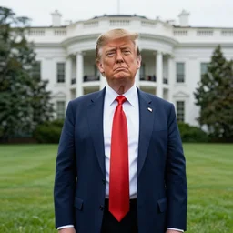 skinny donald trump on the white house lawn realistic, detailed, high quality, photorealism, 8k