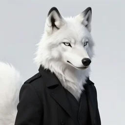 award winning beautiful portrait commission of a male furry anthro albino wolf fursona with a tail and a cute beautiful attractive detailed furry face wearing stylish black, purple and yellow cyberpunk biker clothes in a cyberpunk city at night while it rains. Character design by charlie bowater, ross tran, artgerm, and makoto shinkai, detailed, inked, western comic book art