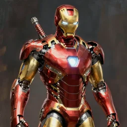 Detailed digital art of steampunk iron man