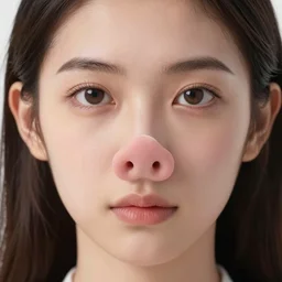Closeup portrait of a young woman with the nose of a pig, hyperdetailed, artstation, cgsociety, 8k