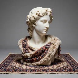 “Fluffy carpet Apollo sculpture, Persian carpet wrapped around it, 4k photo, great light and shadows, Sony 175mm”