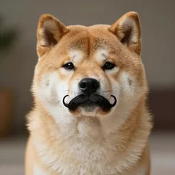 a hipster shibu inu with a moustache. realistic. photo. photorealistic. detailed. high quality. high resolution. lossless quality. lossless. 8 k. hdr. 4 k. 8 k resolution. 1 6 k resolution